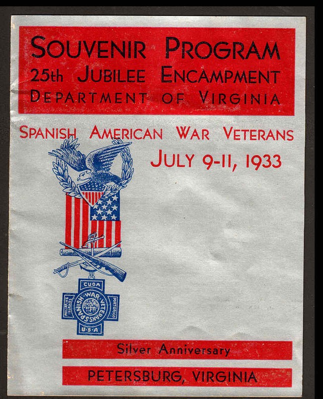 OLD 1933 PETERSBURG, VA SPANISH AMERICAN WAR VETERANS REUNION BOOK S.A.W.V.