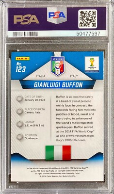 2014 Panini Prizm World Cup Gianluigi Buffon PSA 9 Mint Italy Low
