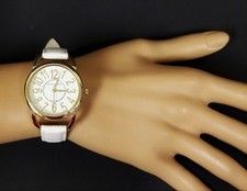 NEW ANNE KLEIN GOLD TONE,WHITE CROC LEATHER BACKING,WATCH AK/1566