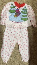 Vintage 1992 Barney And Baby Bop Kids Christmas Pajamas 3T