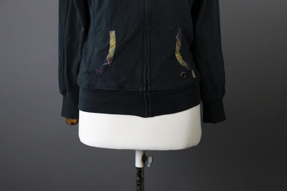 Barbour Black Check Full Zip Hooded Sweater Jacket Size 40 USA 10 - Image 4 of 4