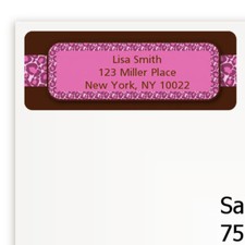 Cheetah Pink Birthday Party Personalized Return Address Stickers - 27 label