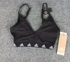 ADIDAS PURE BRA LIGHT SUPPORT BRALETTE COTTON ADJUSTABLE BLACK XS A-C