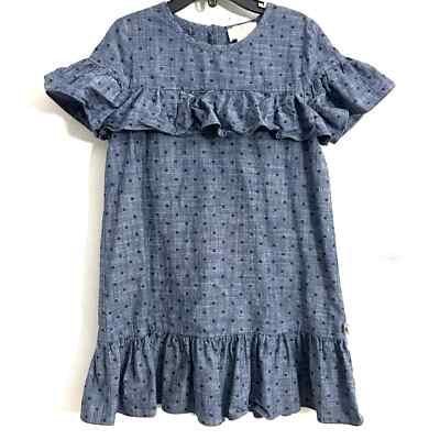 Kate Spade NY girls chambray polka dot cotton denim ruffled dress EUC size  6X | eBay