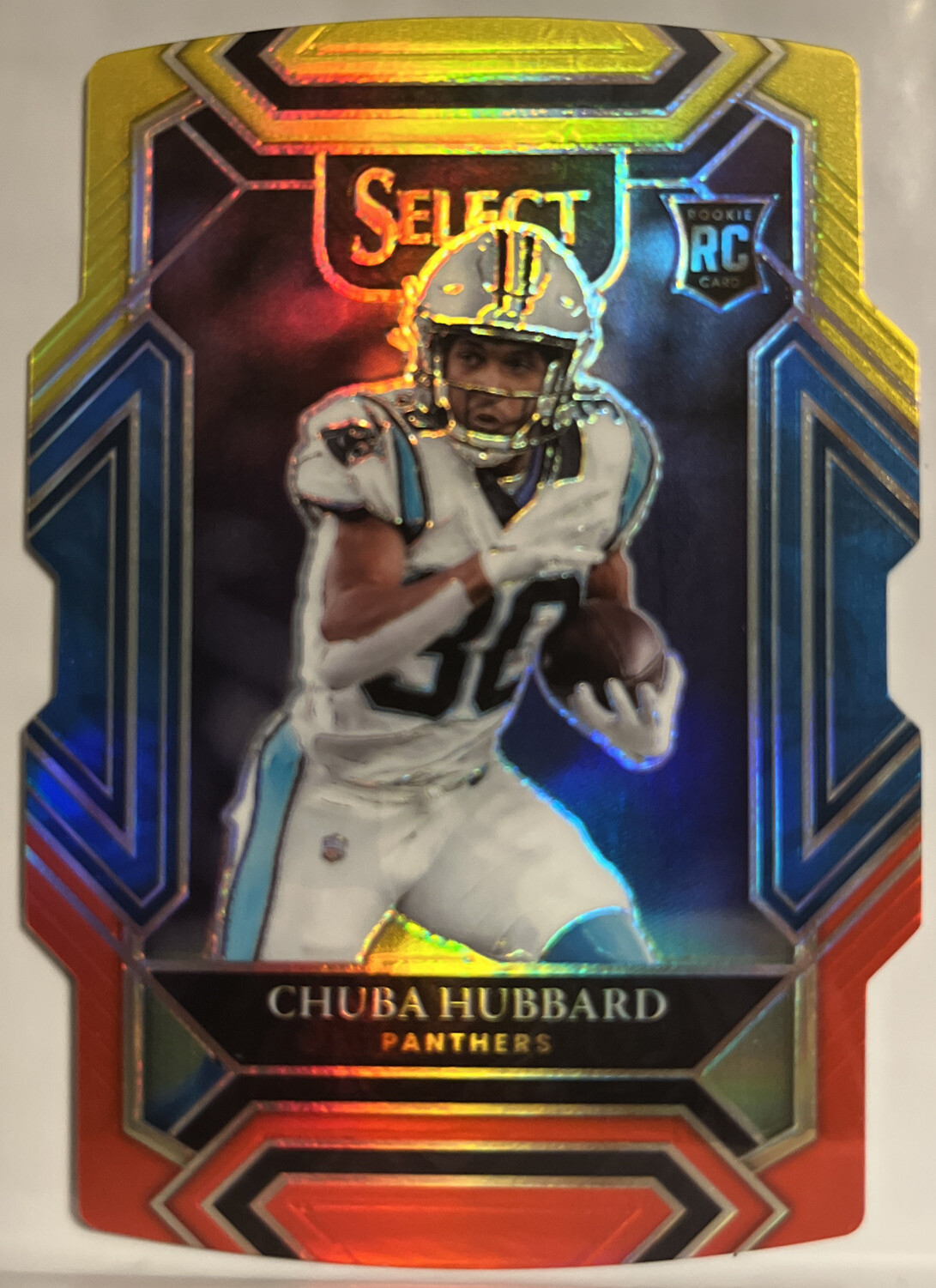 Chuba Hubbard 2021 Select Club Level Yellow & Red Die Cut RC #276 Panthers