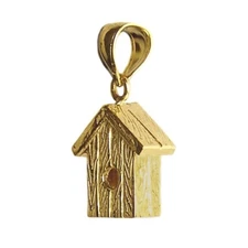 New 14k Gold Bird House Charm Pendant
