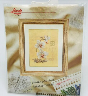 Lanarte Three Orchids Cross Stitch #34746 Fresco Design NIP Kit Flowers Floral