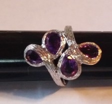 STERLING SILVER Ring Size 7 Purple Stones  R-12 NEW