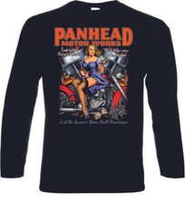 Longsleeve/Langarmshirt schwarz  Biker V Twin&Oldschoolmotiv PANHEAD Motor