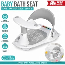 Baby Bath Seat w/ Thermometer Non-Slip 6-24 Months Gray