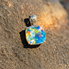 Rainbow Mystic Topaz Pendant: Handmade Sterling Silver Necklace, Energy Stone