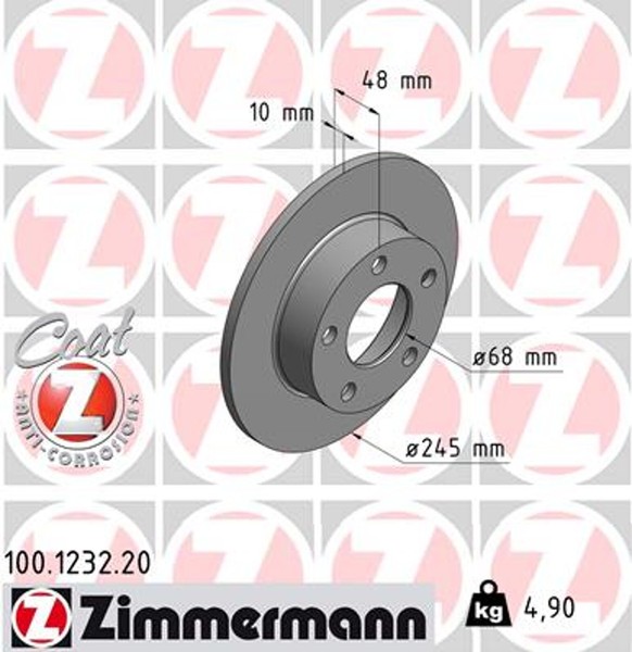2X Bremsscheibe Coat Z Zimmermann 100.1232.20 FüR A4 Passat B5 VW Audi 1KD 1KF-image