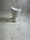 Vintage Fenton Glass White  Hobnail Laced 4.5" Boot