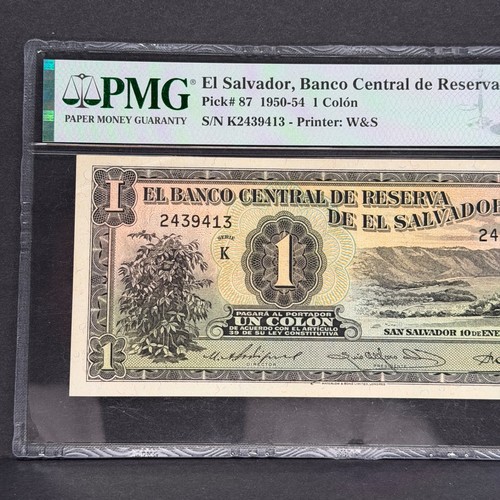 El Salvador - 1 Colon - 10 Enero 1950 - PMG AU 58 EPQ - Formato grande - Foto 2 di 8
