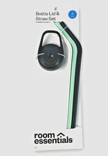 Room Essentials-6pk Lid & Silicone Straw Set for Water Bottles  Dishwasher Safe 