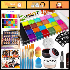 26 Colors Professional Face Body Paint Kit for Halloween - Oil Paint, Brushes,