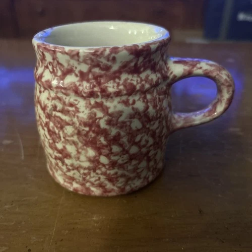 Vintage Gerald Henn Spongeware Pottery Coffee Mug Pink Artisan Studio Crafted