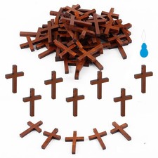50 Pcs Small Wooden Crosses Pendant Mini Wooden Crosses for DIY Crafts