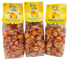 Perle di Sole Orange Hard Candies Filled w/ Sour Powder 10.5 bags (3 pack)