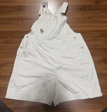 Vintage Disney Women's Bib Overalls Shorts Beige Mickey Mouse Sz Large