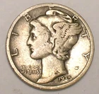 1935 D Mercury Winged Head Dime 10 Cents Silver Coin VF