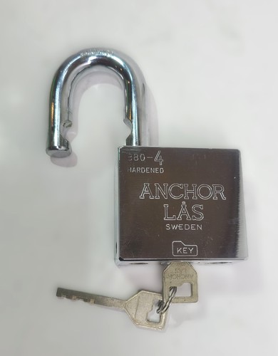Anchor Las 880-4 Heavy Duty Padlock Sweden High Security + 2 Keys Excellent