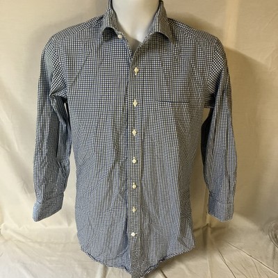 Sid Mashburn Mens Long Sleeve Shirt Blue Microcheck Measures Small Free Ship!