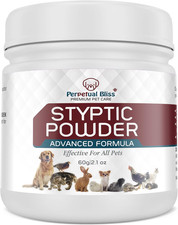 Perpetual Bliss Styptic Powder (Large 60g Tub) For Dog, Cat, Other Pets. Helps