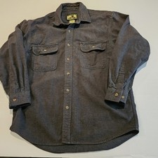 Vintage Field Stream Shirt Mens Gray Button Flannel Midweight Thick- Large