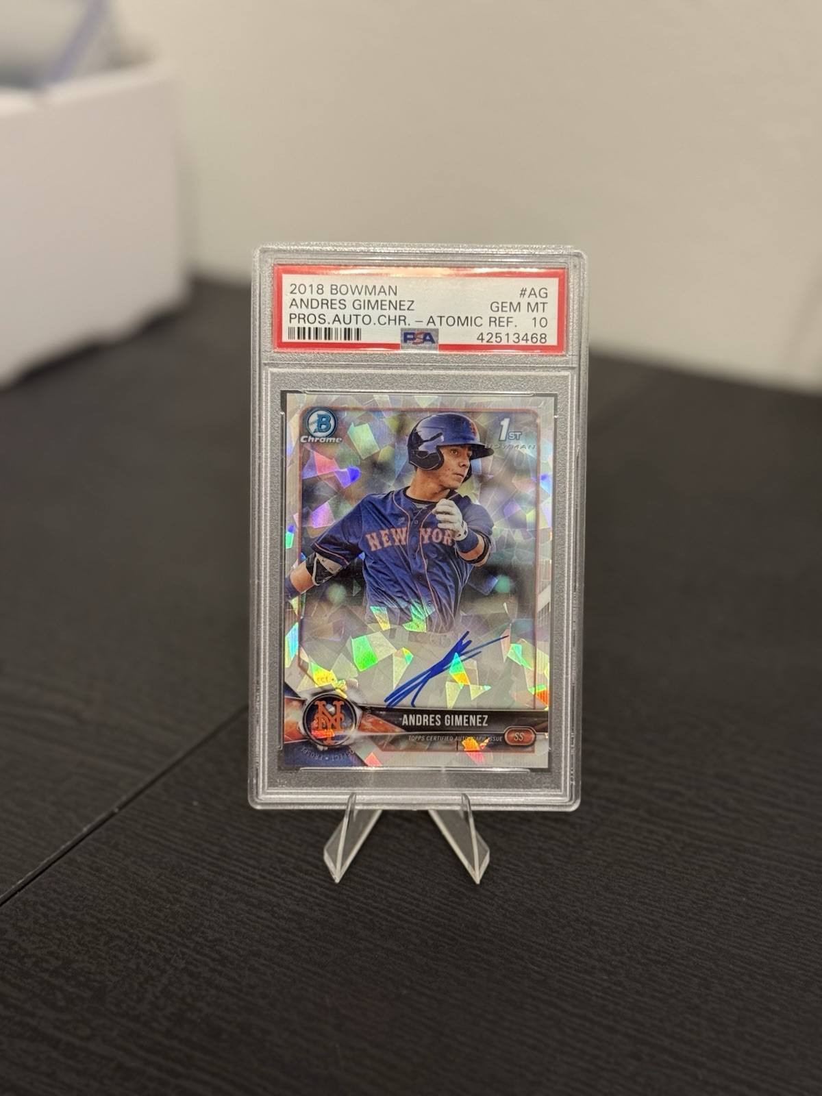 Andres Gimenez 2018 Bowman Chrome 1st Atomic Refractor Auto /100 RC PSA 10 Jays