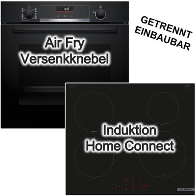 BOSCH Herdset Teleskopauszug + Induktionskochfeld Home Connect PowerBoost 