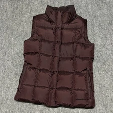 Eddie Bauer Premium Goose Down Vest Womens Small Burgundy Full Zip Puffer Jacket