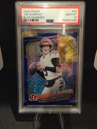 2025 Panini Prizm Blue Shimmer Joe Burrow #62 /35 PSA 10