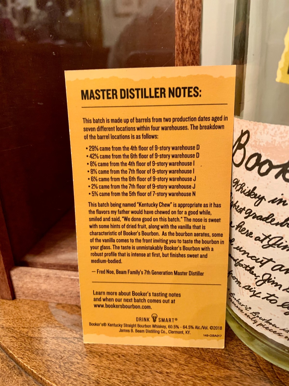 Booker's 2018-03 - Empty Bourbon Bottle, Wooden Box & Card - Unrinsed