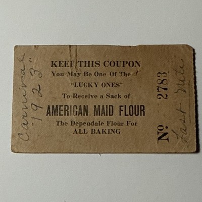 Carnival 1923 American Maid Flour Free Sack Coupon Vtg Lucky Ones Baking