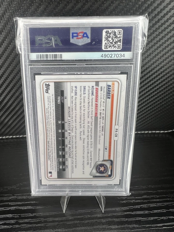 2020 Bowman Chrome Prospect Purple Refractor 48/250 Colin Barber #CPA-CBA Auto - Image 2 of 2