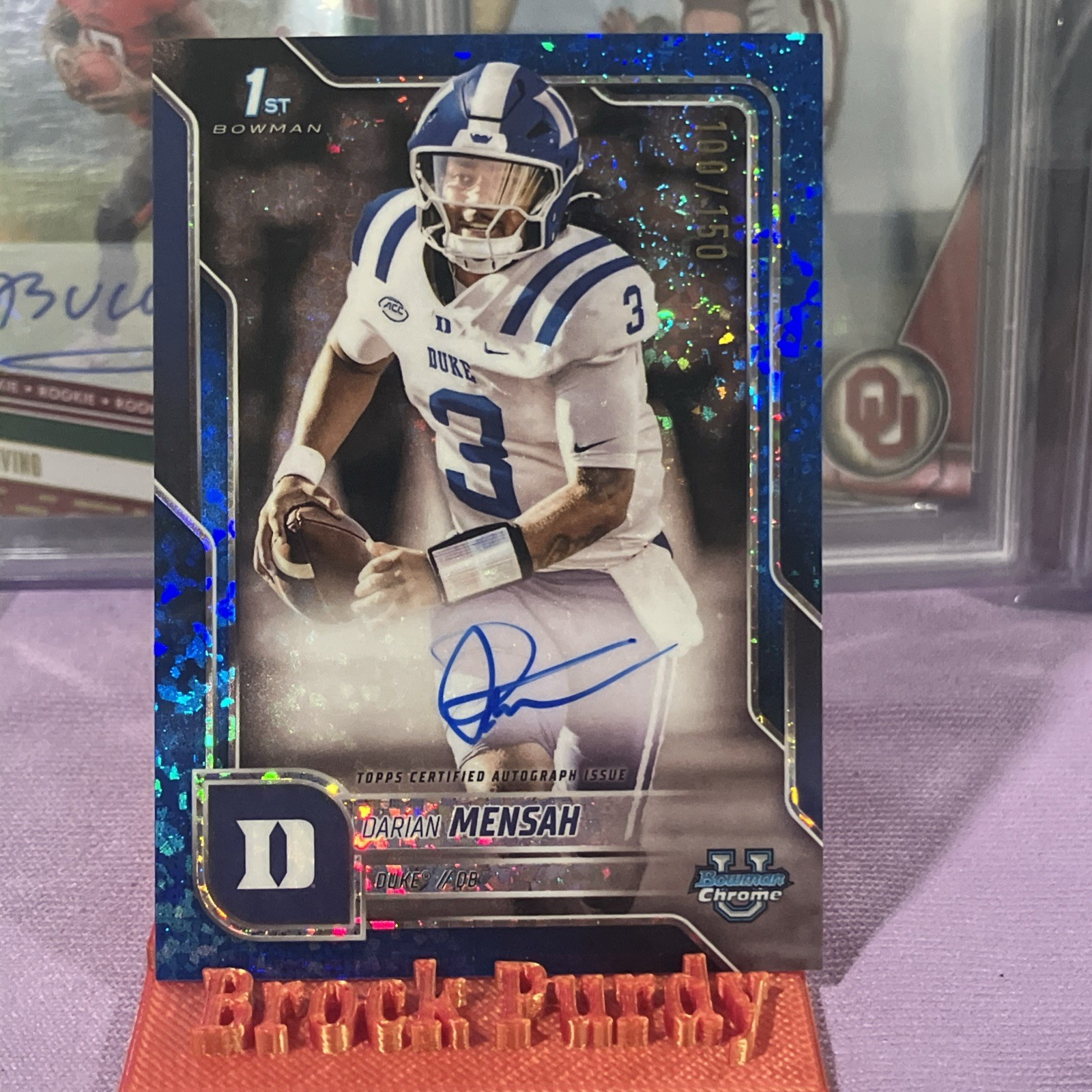 2025 Bowman Chrome U Darian Mensah 1st Blue Mini Diamond Refractor Auto /150