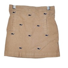 Vineyard Vines Corduroy Skirt Girls Size 5 Tan Beige Lined Pockets Elastic