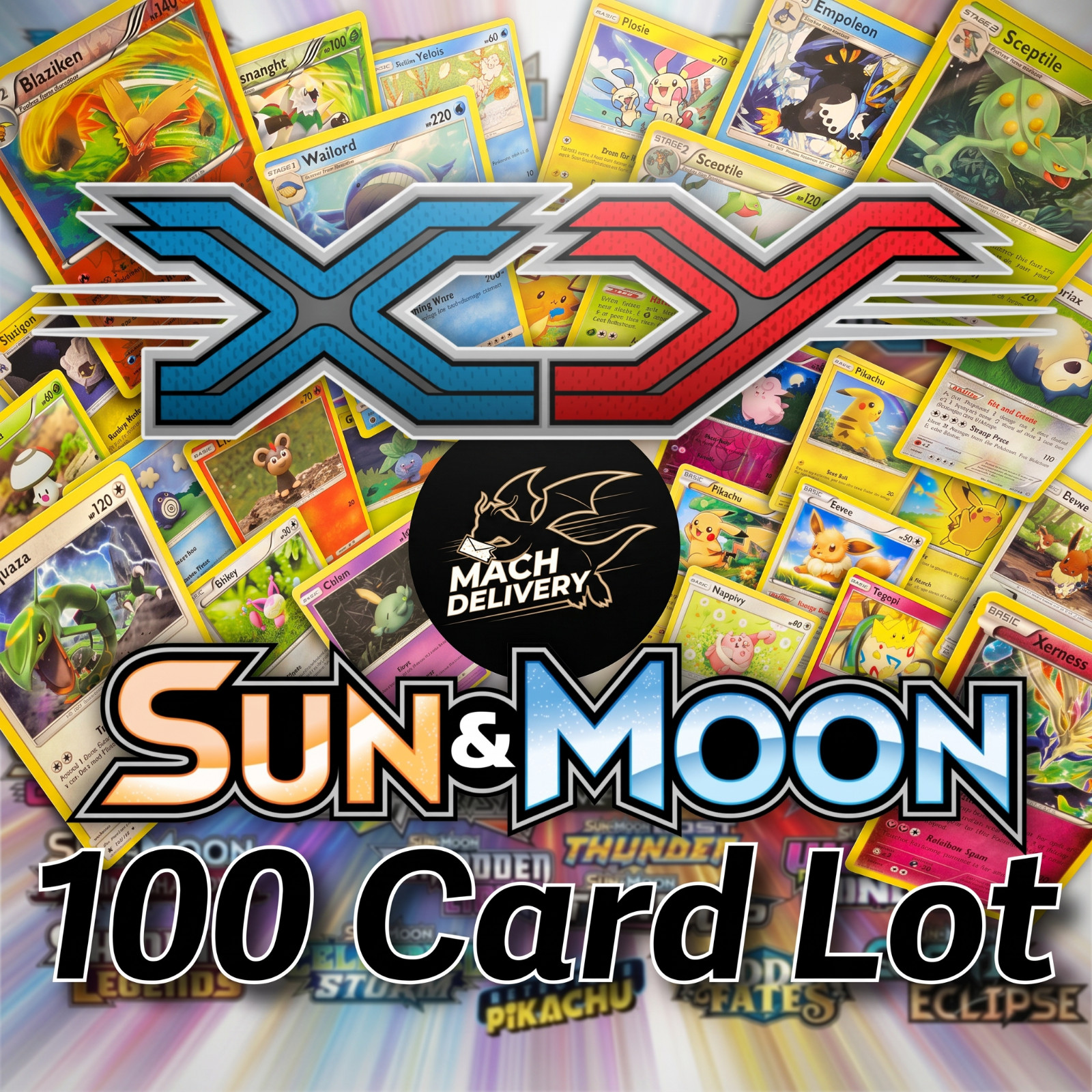 Pokémon 100 Card Lot XY + Sun & Moon 2013 - 2019 Common Uncommon Rare Holo