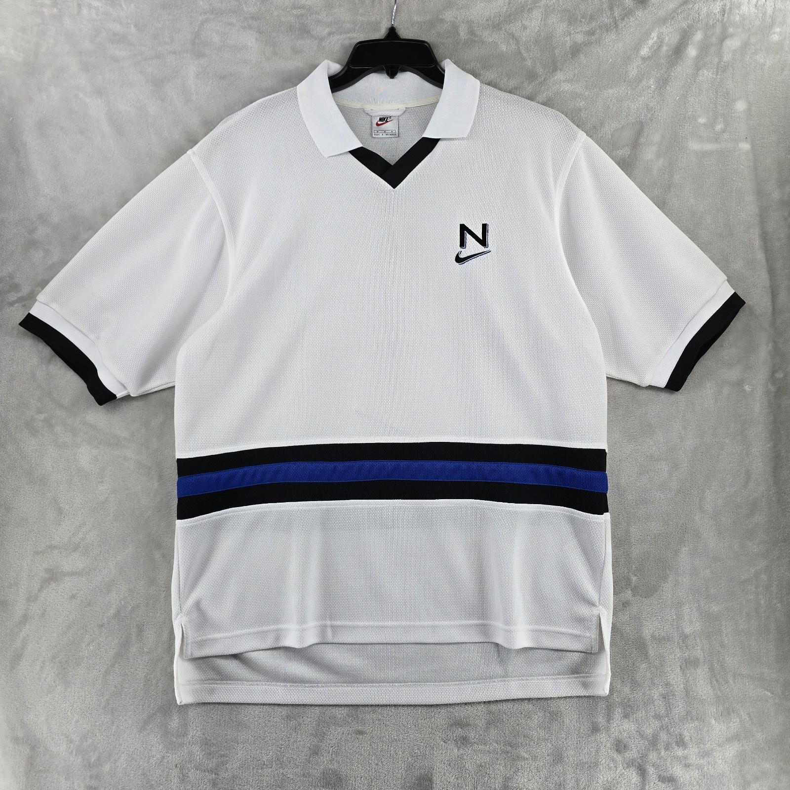 Vintage 90s Nike Mini Swoosh Knit Collared Soccer Jersey, Rare Logo Nike medium