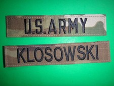2 US Army OCP Camo Patches: U.S. ARMY Pocket Tape KLOSOWSKI Name Tape