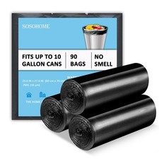 10 Gallon Black Trash Bags, 18 Micron Thick 1 Count Pack of 90 ,