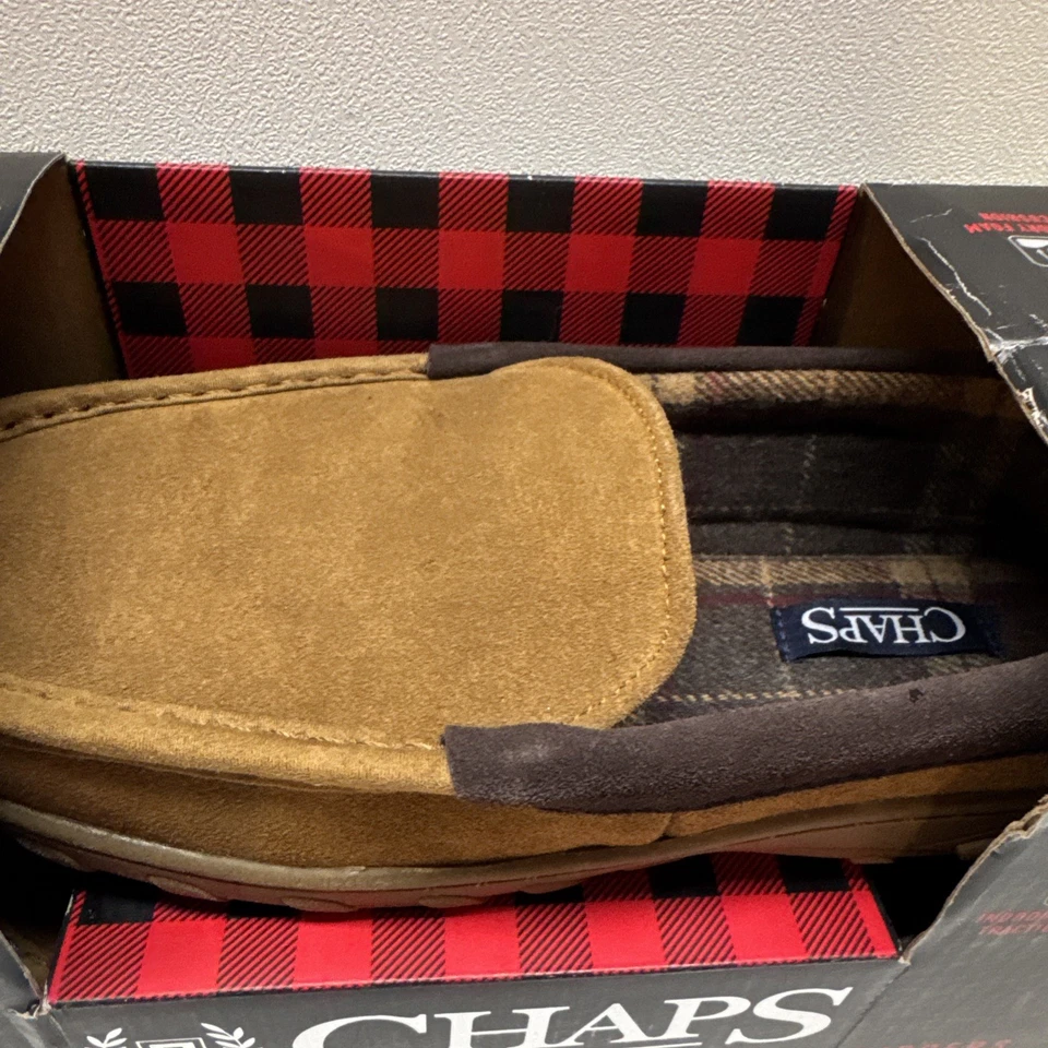 Zapatillas grandes para hombre nuevas en caja chaps de gamuza genuina de cuero con espuma viscoelástica 9,5-10,5 tostadas Foto 3 de 4