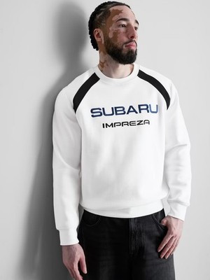 Subaru sweat shirt pullover white Primark licensed new