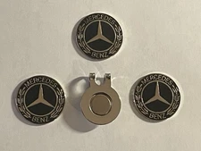 (3) Mercedes Benz 1" Coin Style Golf Markers With Bonus Hat Clip - A Great Deal!