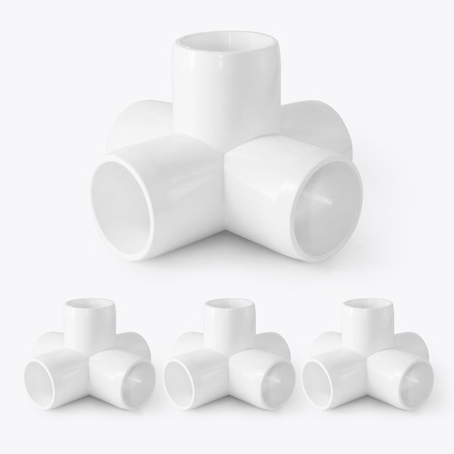 5 Way PVC Pipe Fittings 1 Inch, White PVC Elbow Corner Side Outlet Tee Fittin...
