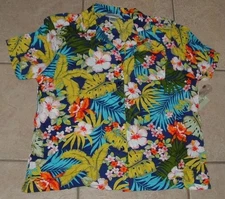 NEW NWT Bright Multicolored Floral Sz Large Button Up Shirt REBECCA MALONE