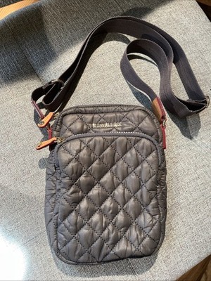 Women s MZ Wallace Charcoal Leather Pulls Metro Crossbody Bag Color Metro EUC