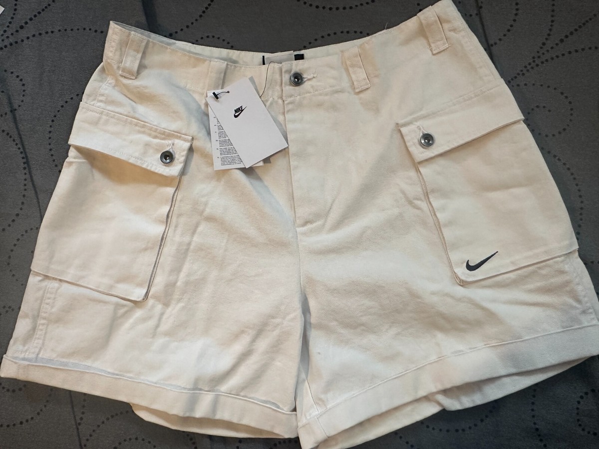 NIKE LIFE STANDARD FIT CARGO #030 BEIGE WHITE SHORTS SIZE 32 MEN