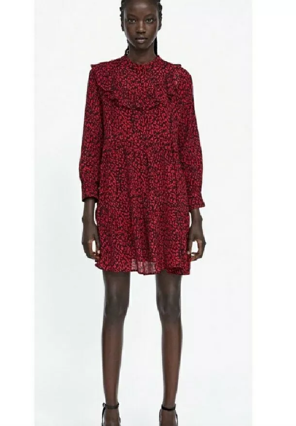 Zara red leopard clearance dress